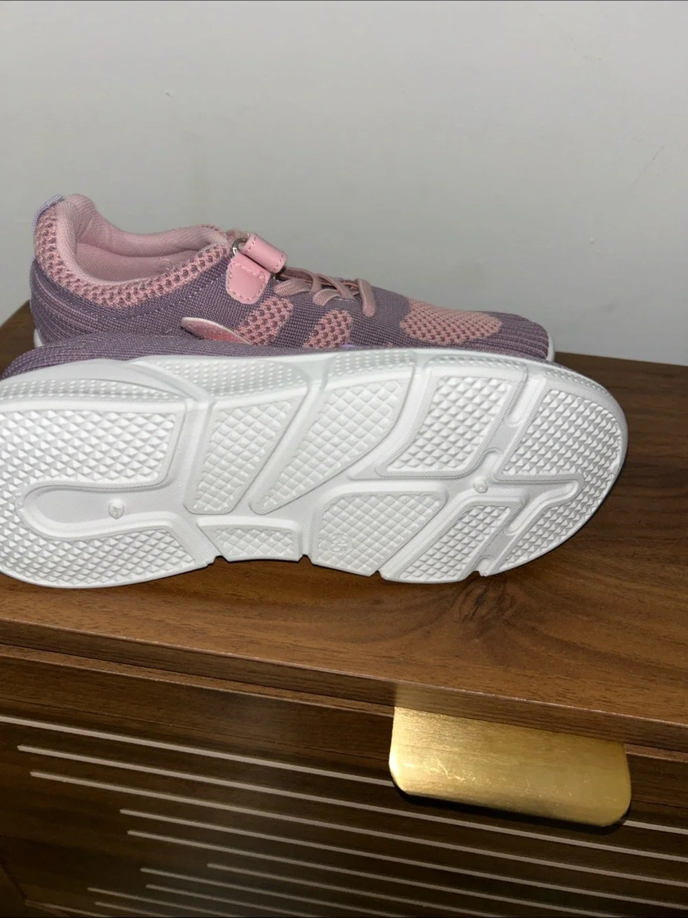 Girls Pink and Lavender Hook-and-Loop Sneakers